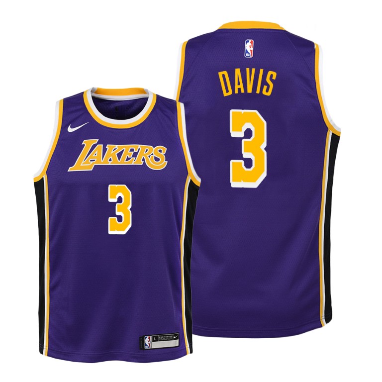 Youth Los Angeles Lakers Anthony Davis #3 NBA Statement Edition Purple Basketball Jersey QMD2583HV